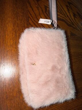 Victoria's Secret Pink Faux Fur Wristlet Clutch